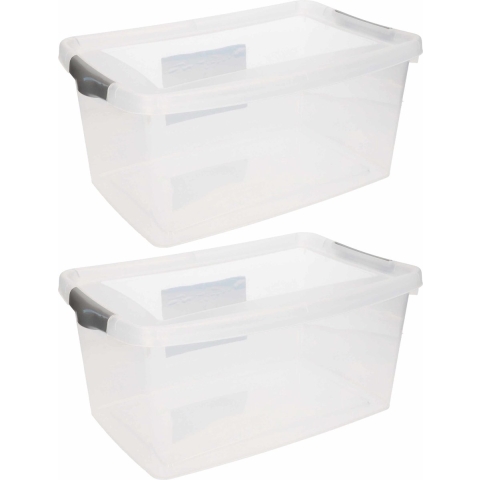 Opbergbox - 12x - transparant - 9 liter - 37 x 24 x 16 cm - kunststof - opbergdoos -