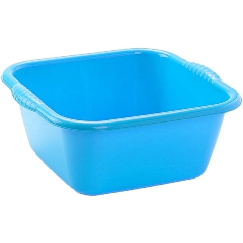 Set van 2x stuks kunststof teiltjes/afwasbak vierkant 25 liter blauw -