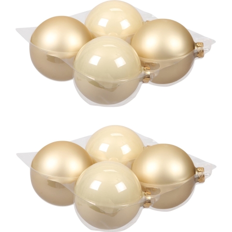 Othmar Decorations Kerstballen - 8x - champagne - D10 cm - glas - kerstversiering -