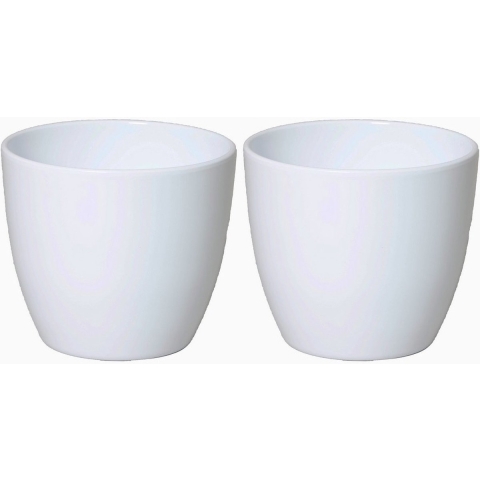 Bloempot glanzend wit keramiek voor kamerplant H29 x D36 cm -