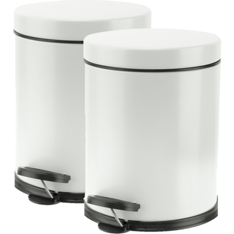 Cosy & Trendy Pedaalemmer - 3x stuks - wit - RVS - 5 l - 24 cm -