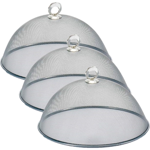 3x stuks vliegenkap/voedselkap voor voedsel zilver van metaal 30 cm -