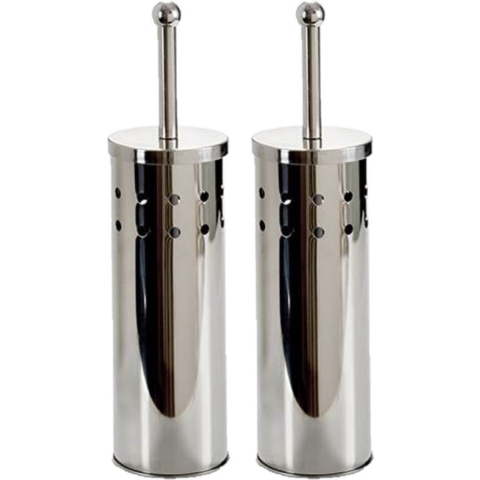 2x stuks berilo rvs toiletborstel/wc-borstel inclusief houder - 40 cm - toilet/badkameraccessoires -