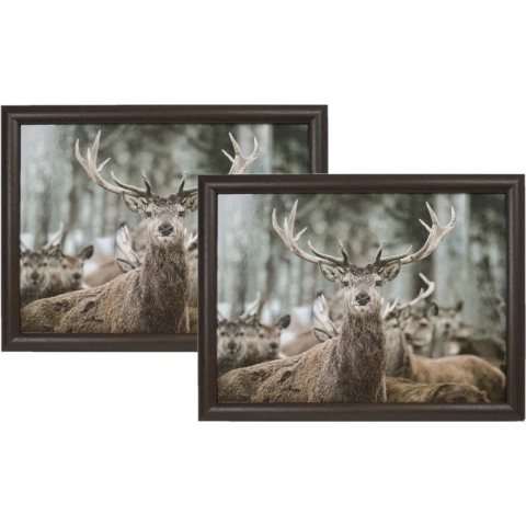 Set van 2 schootkussens/laptrays winter hert print 43 x 33 cm -