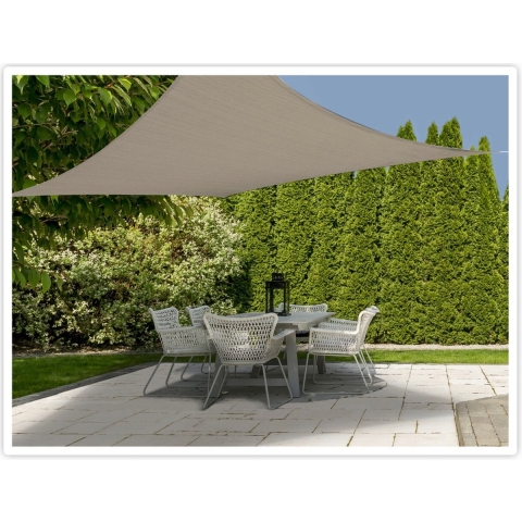 Schaduwdoek/zonnescherm vierkant zandkleurig 3 x 3 meter inclusief ophangaccessoires -