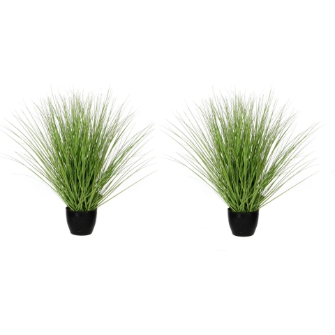 2x stuks kunstgras/grasplant kunstplanten groen in pot H50 x D40 cm -
