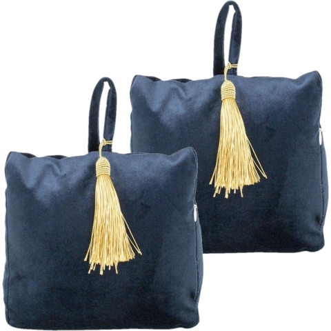 Mars & More Deurstopper - 3x stuks - fluweel - donkerblauw kleurig - 17 x 10 x 18 cm - voor binnen d -