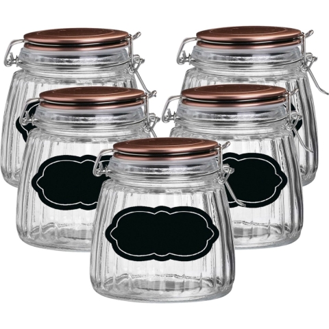Weckpot/inmaakpot - 10x - 1L - glas - met beugelsluiting - incl. etiketten -