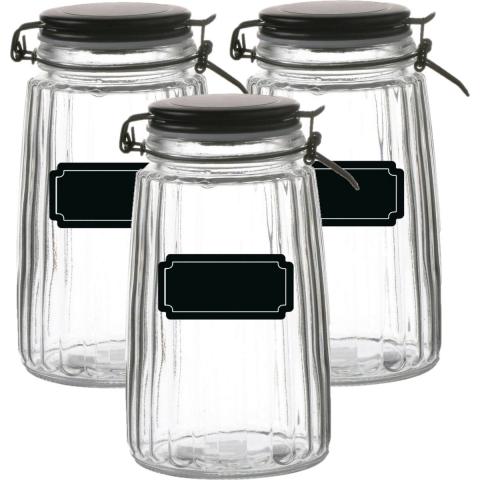 Weckpot/inmaakpot - 6x - 1.8L - glas - met beugelsluiting - incl. etiketten -