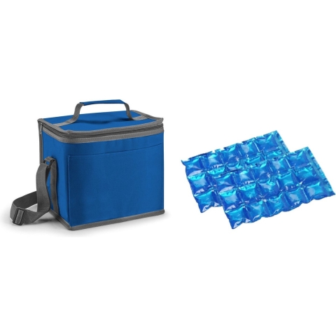 Kleine koeltas voor lunch blauw met 2 stuks flexibele koelelementen 9 liter -