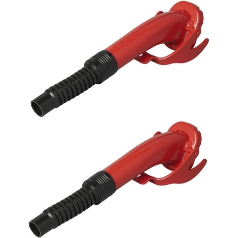 Flexibele schenktuit voor jerrycan - Set van 2x stuks - rood - 24 cm - metaal - gietmond - Gietdop -
