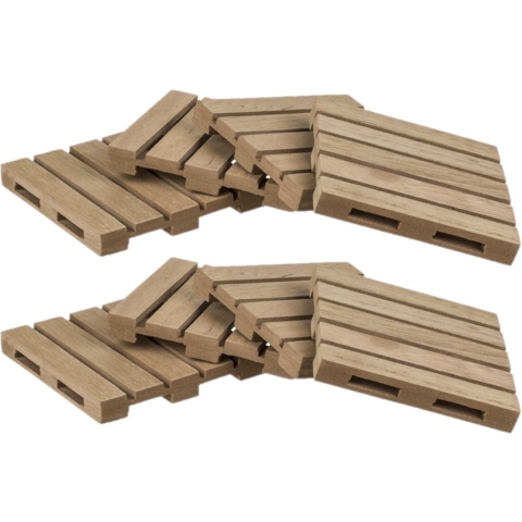 Out of the blue Glazenonderzetters - 12x stuks - hout - 10 x 10 cm - onderzetters -