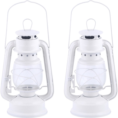 Set van 2x stuks stormlantaarn/windlicht wit 11,5 x 15 x 24 cm -