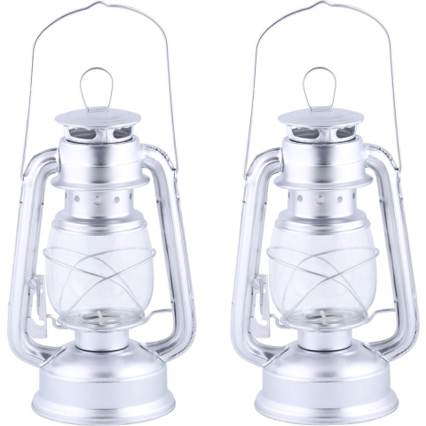 Set van 2x stuks stormlantaarn/windlicht zilver 11,5 x 15 x 24 cm -