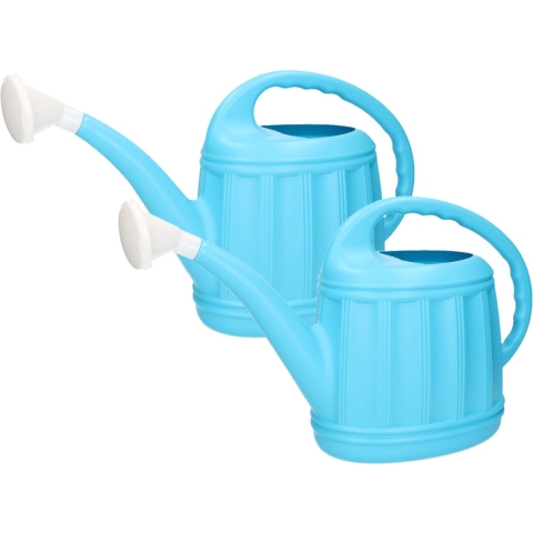 Set van 2x stuks tuinplanten gieters kunststof licht blauw 5 liter -