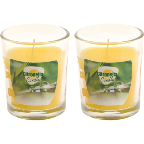 Citronella kaars - 20x - in transparant glas - 5 x 6 cm - citrusgeur -