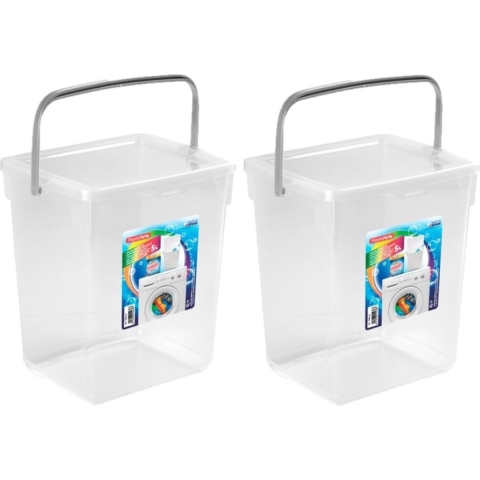 4x stuks opslagboxen/emmers kunststof met deksel transparant 5 liter 20 x 17 x 23 cm -