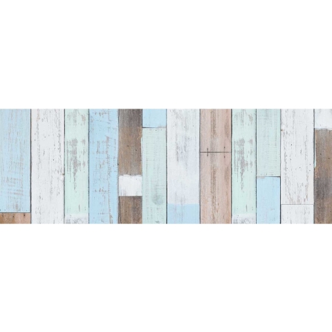 Plakfolie houten planken - 3x - blauw/bruin - 45cm x 2m - zelfklevend - Decoratiefolie - Meubelfo -