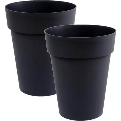 2x eda toscane bloempot - kunststof - antraciet - d44 x h53 cm - binnen- en buitenshuis -