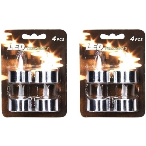 16x stuks Led Theelichten/waxinelichten zilver -