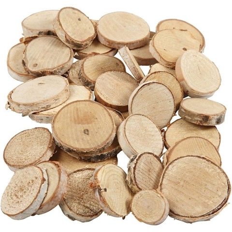Kleine houten schijfjes mix circa 700x stuks -