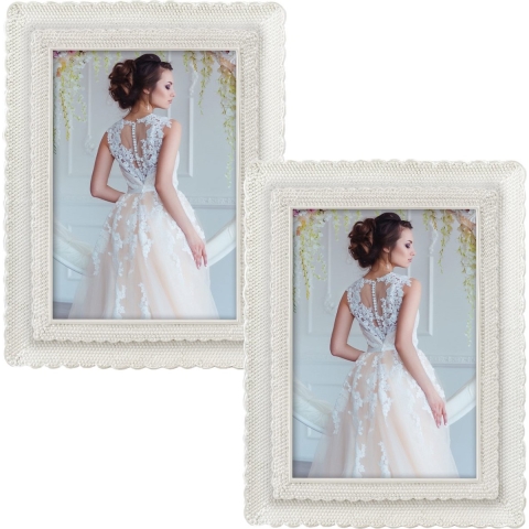 2x stuks kunststof fotolijst parel wit geschikt voor een foto van 20 x 25 cm -