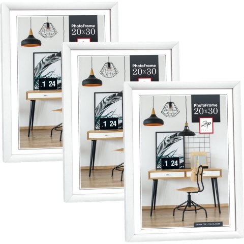3x stuks fotolijst wit kunststof geschikt voor een foto van 20 x 30 cm -