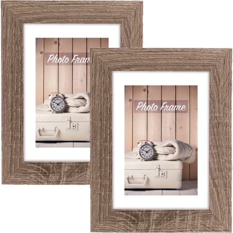 2x stuks fotolijst hout bruin geschikt voor een foto van 20 x 25 cm -