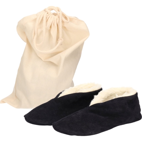 Navy Spaanse kinder sloffen/pantoffels van echt leer/suede maat 30 met opbergzak 30 -
