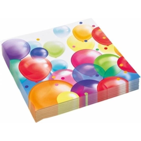 80x stuks feest servetten met verjaardag ballonnen print 33 x 33 cm -