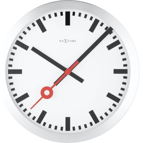 NeXtime NE-3998ST Wandklok Dia. 19 Cm, Geborsteld Aluminium, &apos;Station&apos;