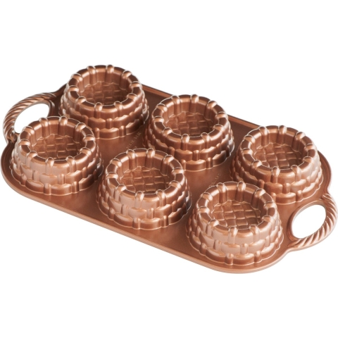 Nordic Ware Bakvorm Shortcake Basket Bundt Koper - 6 stuks