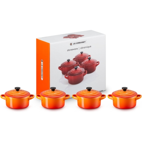 Le Creuset Serveerpan / mini braadpan Signature Oranjerood ø 10 cm / 250 ml - 4 stuks