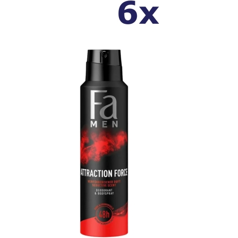 6x Fa Men Deodorant Spray Attraction Force 150 ml