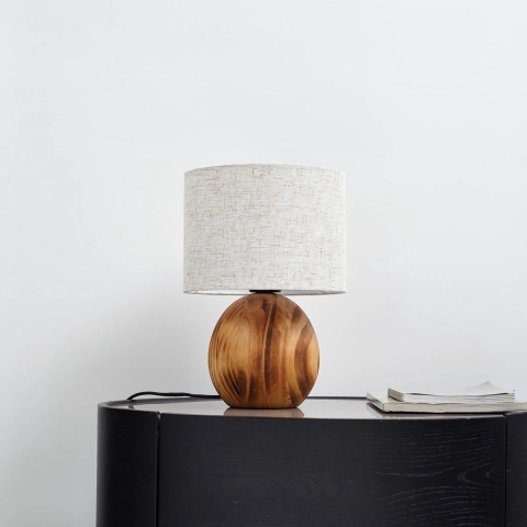 Lindby - Mayumi Taffellamp Hout/Grijs