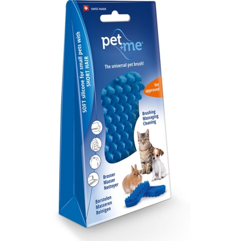Pet+Me Cat Short Hair Brush – Kattenborstel – 4-in-1 Dierenborstel – 100% siliconen – Geadviseerd door dierenartsen – Blauw