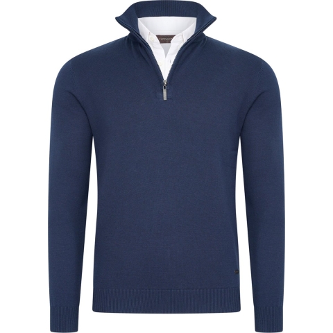 Cappuccino Italia - Heren Trui Mock Zip Pullover - Blauw - Maat XXL