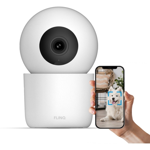 FlinQ Smart Huisdiercamera - Hondencamera met App - 2K Binnen Camera met Huisdier Detectie - Herkend