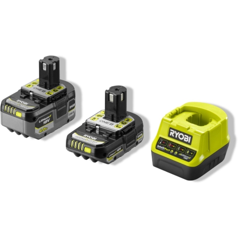 1x 2.0Ah & 1x 4.0Ah Lithium accu's en lader ONE 18V - Ryobi