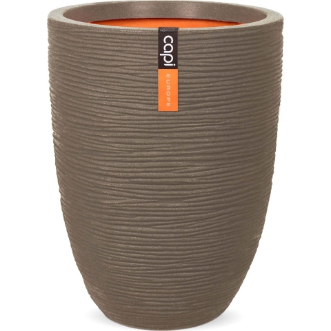 Vaas elegant laag Rib NL 34x46 warm taupe bloempot - Capi europe