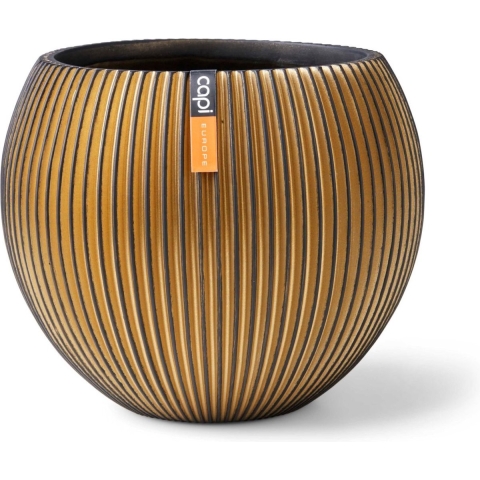 Vaas bol Groove 23x19 zwart goud - Capi europe