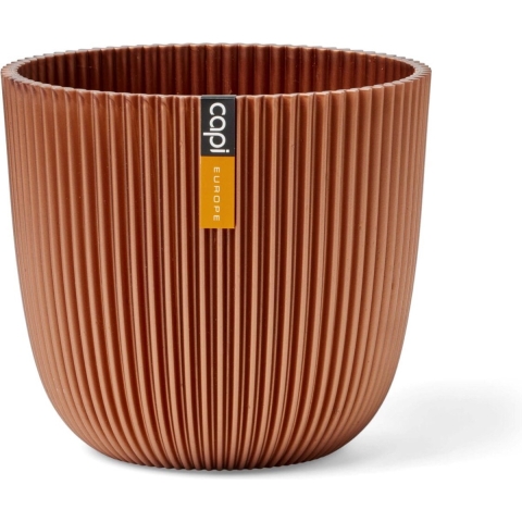Pot bol Groove 21 5x20 metallic koper bloempot - Capi europe