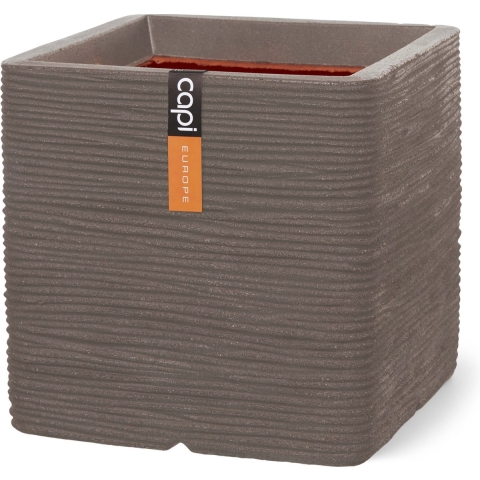 Pot vierkant Rib NL 50x50x50 warm taupe bloempot - Capi europe
