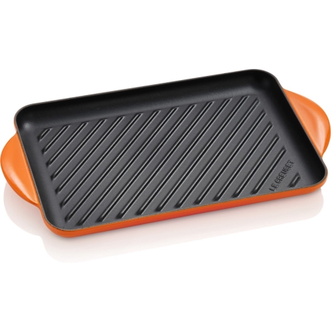 LE CREUSET - Gietijzer - Gietijzeren rechthoekige grill oran