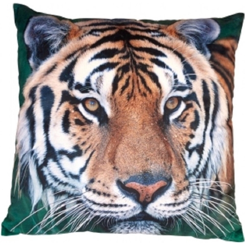 Ravensden Sierkussen - tijger print - 40 x 40 cm - met rits - polyester - jungle thema -