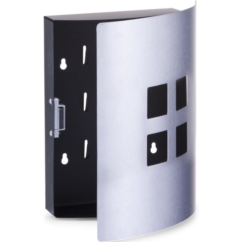 Zeller Sleutelkastje - zwart/zilver - RVS/ gecoat metaal - 22 x 24 cm -