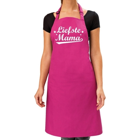 Liefste mama cadeau bbq/keuken schort roze dames -