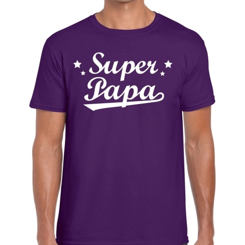 Super papa cadeau t-shirt paars voor heren XL -