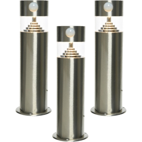 Set van 3x stuks solar tuinlampen/prikspots met bewegingssensor cilinder op zonne-energie 50 cm -