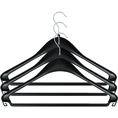 Kledinghanger - 48x - zwart - kunststof - kledinghaak - kleding ophangen - kleerhangers -